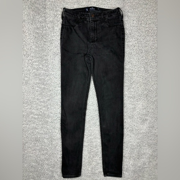 Hollister Jeans Womens 1 High Rise Jean Legging Advanced Stretch Black Denim - Picture 1 of 3